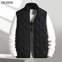 [Fo] Áo Vest nam đa năng Áo Vest thể thao nam thoáng khí Áo khoác không tay mùa đông Áo khoác cổ dày ấm áp Áo khoác có dây kéo thông thường Đệm Cotton màu trơn cho Đông Nam