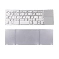 Foldable Bluetooth Keyboard Bluetooth 3.0 Rechargable Portable Mini BT Wireless Keyboard with Touchpad for Android, Windows, PC - Silver