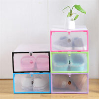 Foldable Clear Plastic Shoe Boxes Storage Organizer Stackable Tidy Display Box Baskets