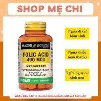 Folic Acid 400mcg Mason Natural cho mẹ bầu