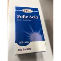 Folic Acid 800mcg 100 viên UBB bổ sung Acid Folic (Vitamin B9) cho phụ nữ mang thai