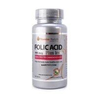 Folic Acid Plus Iron 400cmg Vitamins For Life 100 viên – Viên uống bổ sung Acid Folic