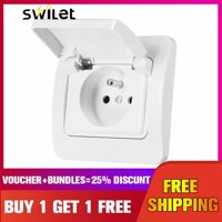 【Follow Được Voucher】abs 16A Phích Cắm EU IP44 Chống Nước Ổ Điện Sạc Điện Ổ Cắm Trắng Plate【buy 1 Tặng 1 Free】