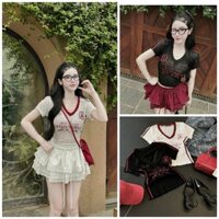 [Follow shop nhận mã 10k] Áo thun ren cổ V sọc QCCC QCL1 UMEE STORE AP0934 246 00013