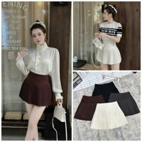 [Follow shop nhận mã 10k] Chân váy ngắn nhung chữ A dạ xếp ly M Gigi Closet QCCC QCL1 CV0474 6662