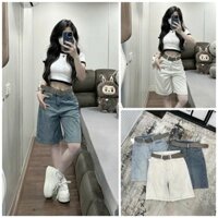 [Follow shop nhận mã 10k] Quần ngố jeans denim basic đai nâu QCCC QCL1 QS0358 3171