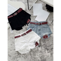 [Follow shop nhận mã 10k] Quần short sooc jeans denim túi thò đai đỏ QCCC QCL1 QS0356 493