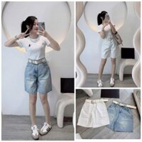 [Follow shop nhận mã 10k] Quần ngố jeans denim đai be QCCC QCL1 QS0347 7160