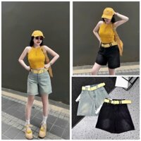 [Follow shop nhận mã 10k] Quần ngố jeans denim đai vàng QCCC QCL1 QS0349 3360