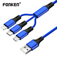 FONKEN 3 Trong 1 2.4A Cáp Sạc Nhanh Micro USB Loại C Cáp Cho iPhone Android