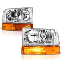 For 1999-2004 Ford Excursion F-250 F-350 Super Duty Pickup Truck 6PCs Chrome Housing Headlight Amber Lens Turn Signal Corner Lamp Assembly Replacem...