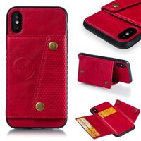 for Apple iPhone X Leather Case Multiple Magnetic Folio Flip Wallet Back Case Cover Can work with Magnetic Car Mount Card Slots Metal Clasp Stand Support Lens Protection LazadaMall