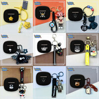 For Marshall Minor IV / Minor III Earphone Silicone Case Black Cartoon Earbuds Soft Protective Headphone Cover Headset Skin with Pendant