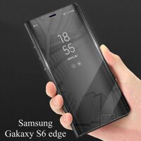 For Samsung Galaxy S6 Edge case Luxury Plating Flip Smart View Mirror Clear Transparent Casing Full Cover Hand-stick PU Leather Phone housing Samsung S6 Edge - intl