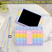 For Samsung Tab A 8.0 2019 T295T290 Pop Fidget Cube Toy Soft Rainbow Table Strand CoverFree Shoulder Strap included