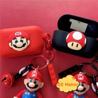 For Technics EAH-AZ60 Case Cute Mario Silicone Finger Ring Pendant Technics EAH-AZ60 Silicone Soft Case Shockproof Shell Protective Cover Cartoon Mario Keychain