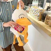 Forever LENGRUI Ba lô vịt sang trọng hoạt hình dễ thương, ba lô đồ chơi sang trọng nam