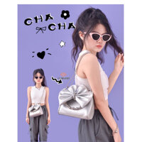 Forever LENGRUI Túi nách dây chuyền nơ, túi xách ngọc trai phong cách cay mới