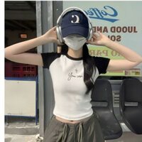 [Form Ôm] Áo baby tee 𝐋𝐎𝐙𝐀 chữ You can - Áo croptop nữ ôm body phối tay thun cotton 4 chiều - Mã CP7938