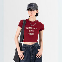 [Form ôm] Áo Croptop nữ 𝐋𝐎𝐙𝐀 Number One Girl Kim Tuyến - Áo thun nữ dáng ngắn - Mã CR8233