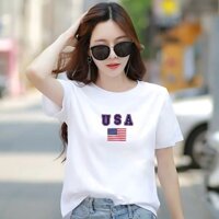 [Form Rộng] Áo phông nữ LOZA 'USA' cờ Mỹ - Áo thun nữ dáng rộng thời trang - Mã RT8202