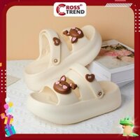 [Form to lùi 1 size] Giày sandal nữ THỎ BFF, Dép sandal quai ngang nữ đi học đế cao 6cm nhựa EVA Cao Su non CROSS TREND