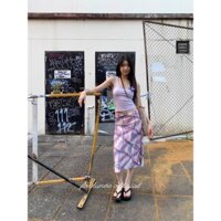 ❣Fortunee❣ Chân váy dáng xòe họa tiết kẻ ô màu tím, thiết kế cổ điển với đường cắt tinh tế, ôm dáng giúp che khuyết điểm