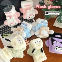 Forwin 1 Cặp Kawaii Sanrio Kuromi Găng Tay Giữ Nhiệt Mùa Đông Cinnamoroll Pochacco Găng Tay Lật Cô Gái Ngọt Ngào Dày Găng Tay vn
