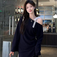 【Forya】Áo thun nữ Áo len nhẹ nhàng Thắt lưng hàng đầu Lace Bow dây buộc