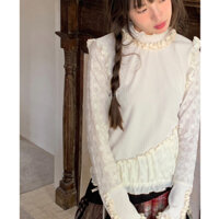 【Forya】áo thun nữ Hàn Quốc thu đông tay áo dài ren