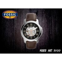 (Fossil) Đồng hồ nam dây da Fossil ME3100 số la mã, mặt tròn 44mm viên kim loại lộ một phần cơ rất nam tính