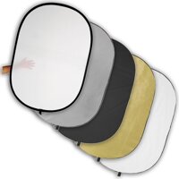 Fotodiox 40x60 5-in-1 Oval Reflector Pro, Premium Grade Collapsible Disc, Soft Silver/Gold/Black/White/Diffuser