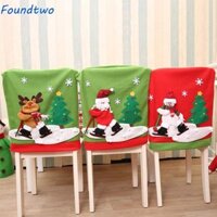 Foundtwo Bọc Ghế Tiệc Ông Già Noel Người Tuyết Nai Sừng Tấm Trang Trí Năm Mới