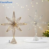 Foundtwo Cây Giáng Sinh Toppers Ngôi Sao, Đèn LED Lấp Lánh Cây Giáng Sinh Toppers Đèn, Trang Trí Tiệc Sắt Dạ Quang Ngôi Sao Tám Cánh Trang Trí Cây Giáng Sinh Năm Mới