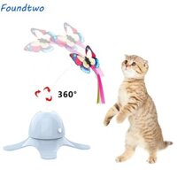 Foundtwo Đồ chơi xoay mèo điện tử, Đồ chơi bàn xoay hình thú cưng thông minh không dễ đổ vào, Bướm có thể thay thế Đáy chống trượt tự động hình bướm