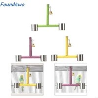 foundtwo Foundtwo Giá đỡ huấn luyện chim, có cốc ăn kèm chuông Vẹt nhai đồ chơi, bền bỉ Dễ dàng lắp đặt Chăm sóc răng có thể tái sử dụng Mỏ gỗ mài que Budgies