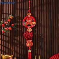 foundtwo Mặt dây chuyền lễ hội mùa xuân FOUNDTWO, Treo trang trí năm mới may mắn, Vòng tròn màu đỏ Trang trí Lời chúc phúc bền bỉ Lễ hội mùa xuân Mặt dây chuyền tua rua Lễ hội mùa xuân Trung Quốc