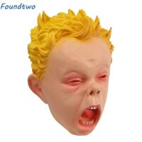 Foundtwo Mặt nạ Halloween, Đạo cụ đáng sợ Mặt nạ hóa trang, Đồ dùng dự tiệc cao su mới lạ Mặt nạ trẻ em khóc thực tế Người phụ nữ