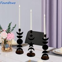 Foundtwo Sun Moon Changing Candlestick, Giá đỡ nến đen sắt thanh lịch độc đáo, trang trí lãng mạn Bắc Âu Chân nến trang trí bàn ăn