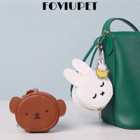 FOVIUPET Ví đựng tiền xu , Túi đựng tai nghe thỏ đáng yêu, PU bền chất lượng cao có móc chìa khóa Mặt dây chuyền Acrylic