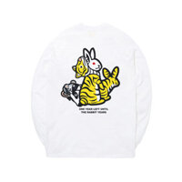 #FR2 Hổ Năm Thỏ Trắng Nam Nữ Cặp Đôi Áo Thun Dài Tay Rời Cổ Tròn Áo Thun Top