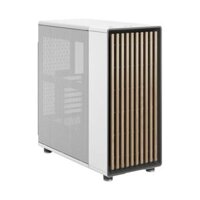 Fractal Design North Chalk White – Mesh Side Panels ATX Mid Tower Gaming Case – Wood Oak Front