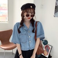 France women's thin summer denim shirt 2020 new design suitable short-sleeved shirt loose top