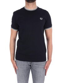 Fred Perry - Men's Black Short Sleeve T-Shirt with White/Black Collar - Black, L