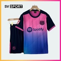 Free in - Bộ quần áo bóng đá BARCA HỒNG vải thun lạnh cao cấp . TOP, SPORT