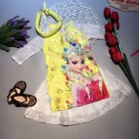 [FREE SHIP] (Áo+váy+mấn) Áo dài cách tân công chúa tuyết elsa cho bé 24-35kg