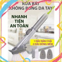 [FREE SHIP] Bàn Chải Cọ Rửa Chén Bát Cọ Rửa Xoong Nồi Đa Năng Kèm Bình Xịt Và 1 Đầu Mút Tiện Lợi