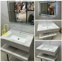 [Free ship] Bàn Đá Lavabo 2 Tầng Tràn Viền Kích Thước 50*60cm, Bồn Rửa Mặt Hai Tầng Tràn Viền Mini.