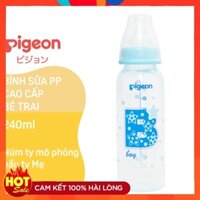 [Free Ship] Bình Sữa Pigeon PP Cao Cấp Bé Trai 240Ml, dành cho bé từ 3 đến 6 tháng tuổi - Hàng Chính |Hãng