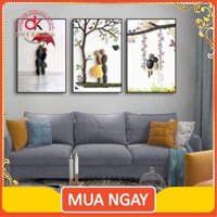 [FREE SHIP] Bộ 3 tranh Canvas 30x40 Duy Khang, khung tranh treo tường hiện đại